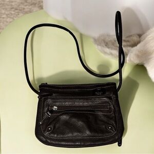 Tignanello Dark Leather Crossbody Bag